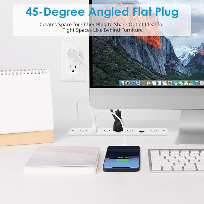 HHSOET 13 in 1 Recessed Power Strip Flat Plug, Fast Charging Desk Outlet with USB, Conference Recessed Power Outlet Socket with 5 AC Plugs, 6 USB Ports 2 USB-C, 6ft Power Cord. (White)