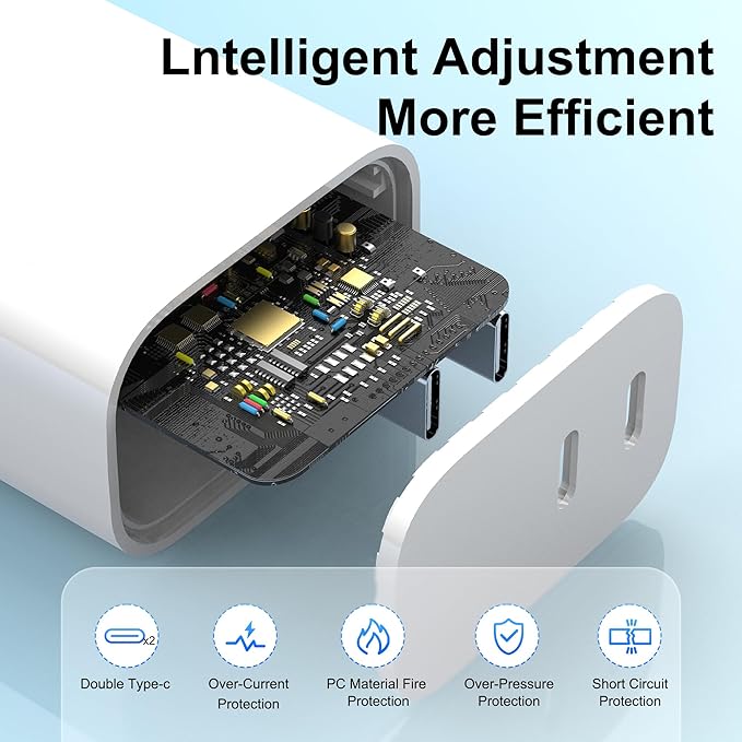 USB C Charger Block,3-Pack Dual Port USB C Fast Charging Block，Type C Wall Charger Plug for iPhone 17/16/15/14/13/12/11/ Pro Max/Plus/Xs Max/XR/X,iPad Pro (20W)