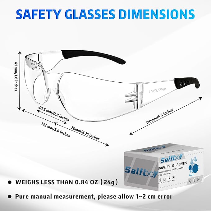 Safety Glasses Ansi Z87.1 Clear Safety Glasses Bulk Impact Resistant Lens Protective Eyewear for Men Women
