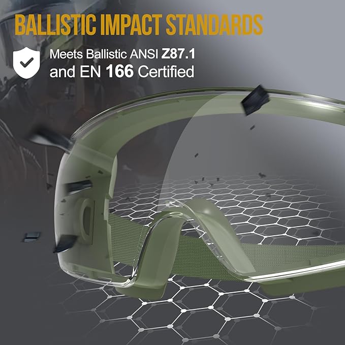 OneTigris Tactical Goggles Over Glasses, Anti Fog Tactical Eyeglasses, Safety OTG Goggles Protection with Interchangeable Len