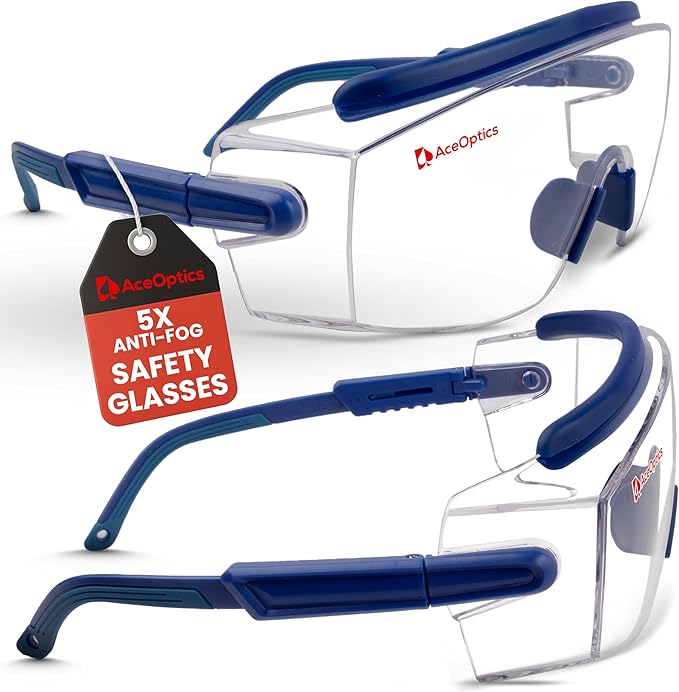 Safety Glasses & Goggles – ANSI Z87, Adjustable, 5X Anti-Fog ClearShield™ Lenses, Includes Premium EVA Hard Case