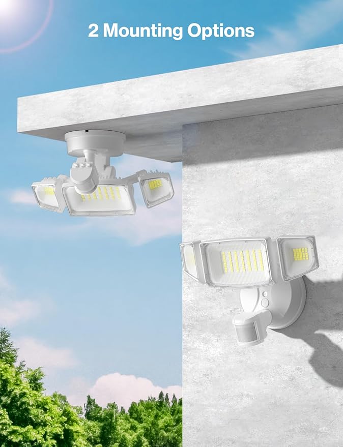 iMaihom 50W Motion Sensor Outdoor Lights, 5000LM Hardwired Motion Sensor Flood Light, Dusk to Dawn Outdoor Lighting, 6500K LED Security Light, IP65 Waterproof Motion Detector Lights for Outside, White