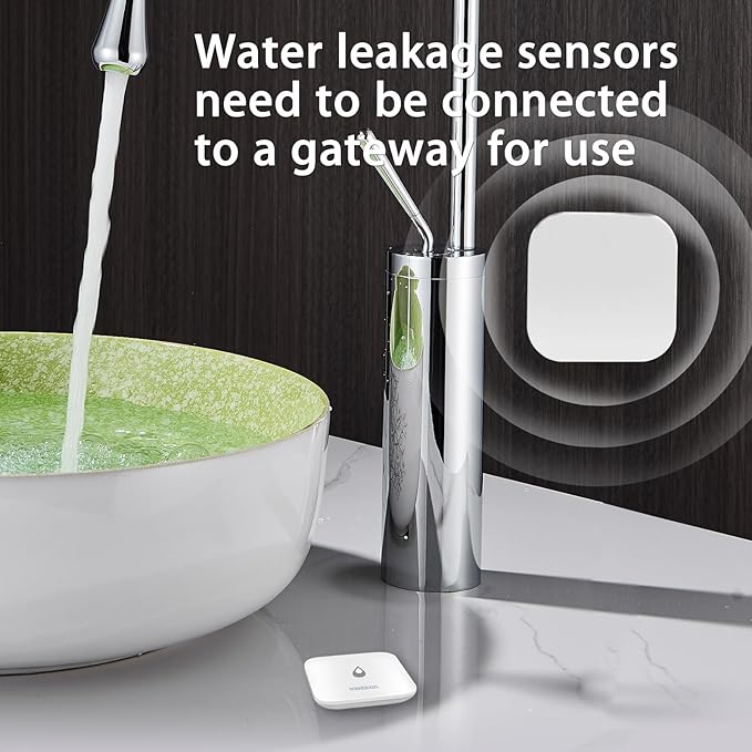 Water Leak Detector for Home - Hub & Mini Water Leak Sensor 4-Pack,App Notifications,Sensors for Kitchen/Bathroom,Smart Water Leak Sensor