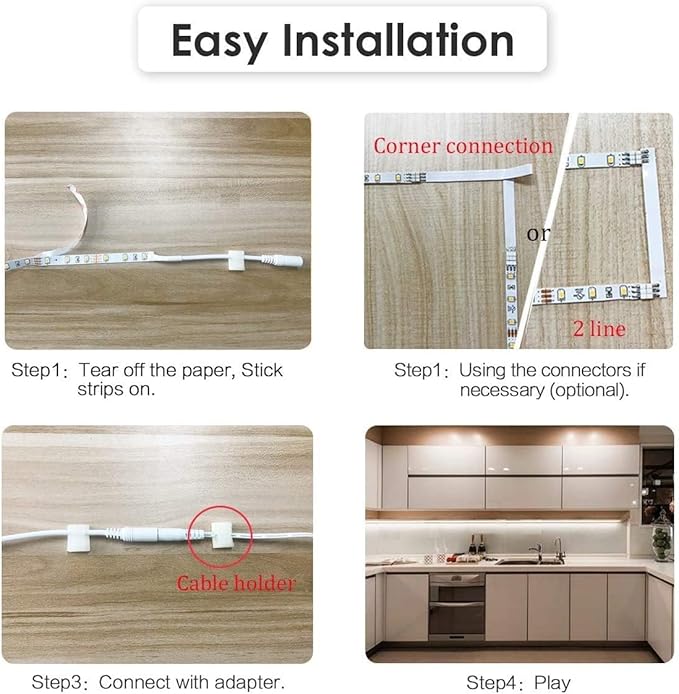 WOBANE Under Cabinet Lighting Kit, 6PCS 20inch LED Strip Bars with 24W Adapter,RF Remote,Super Bright Daylight for Kitchen Cabinet,Under Desk,Counter Lighting,4000K Natural White,1500 Lumen,Dimmable