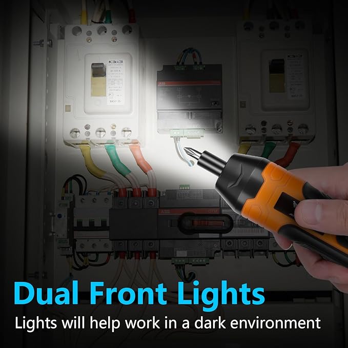 Electric Cordless Screwdriver, 3.6V Rechargeable Screwdriver, 5N.m Max Torque, 4-Gear Torque, LED Light, 20 Pcs, Ideal for Daily & Light Industrial Use