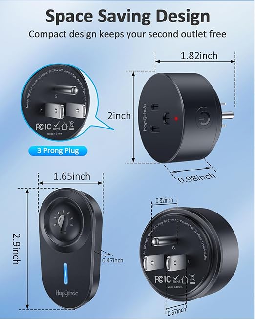 Remote Control Outlet,15A/1500W, 500 Feet RF Range Remote Light Switches Kit, No Wiring Needed Wireless Remote Outlet for Light, Small Electrical Appliance, with Anti-Surge 4000V, Black