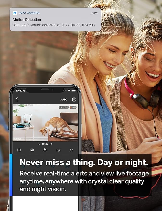 Tapo TP-Link 1080P Indoor Security Camera for Baby Monitor, Dog Camera w/Motion Detection, 2-Way Audio Siren, Night Vision, Cloud & SD Card Storage, Works w/Alexa & Google Home C100