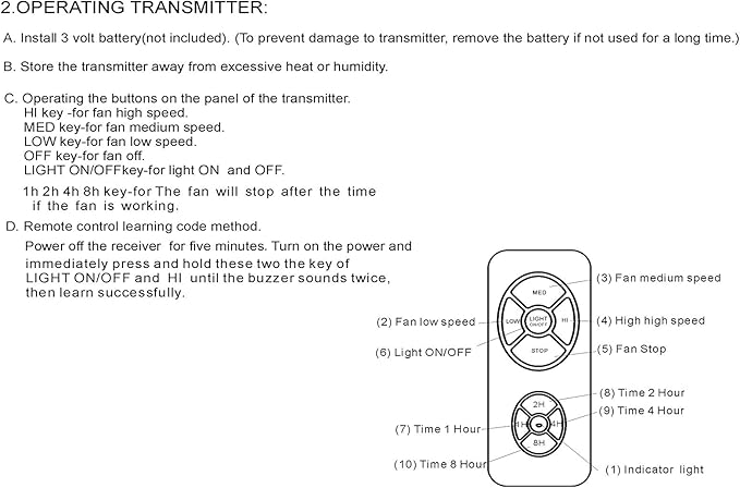 2 Pack Fan Remote Control Kit, Small Size Receiver Ceiling Fan Remote Control Control for Hunter/Harbor Breeze/Westinghouse/Honeywell/Other Ceiling Fan Humpptom Small Size