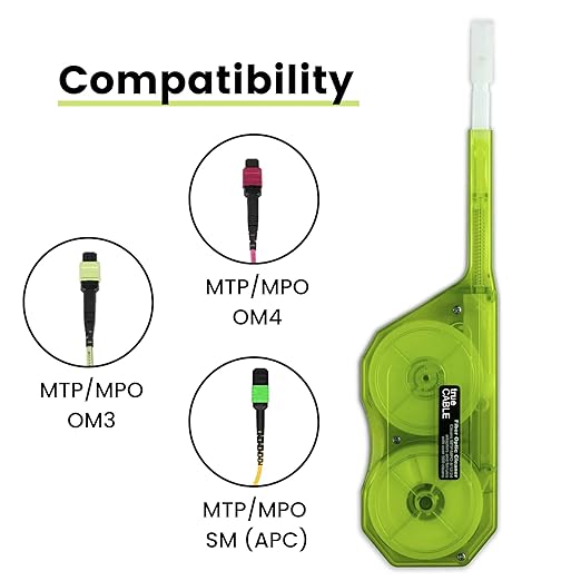 TRUE CABLE Fiber Optic Pen Click Cleaner, Dual Position, MTP/MPO, 500+ Cleans, PC/UPC/APC Connector Ferrules, 8/12/24 Fiber Pinned/Unpinned (Male/Female), 5 Pack