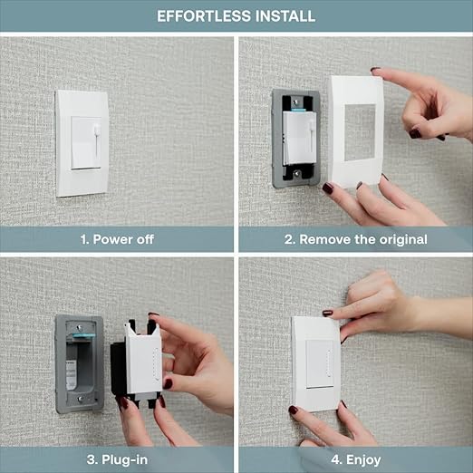 Remote Smart Dimmer by Deako, 3-Way, 4-Way, Multi-Way, Rocker-Style Dimming, 2.4 GHz Wi-Fi, Remote App, Voice Control w/Alexa, Google Home, Neutral Wire and Master Smart Dimmer Required, White