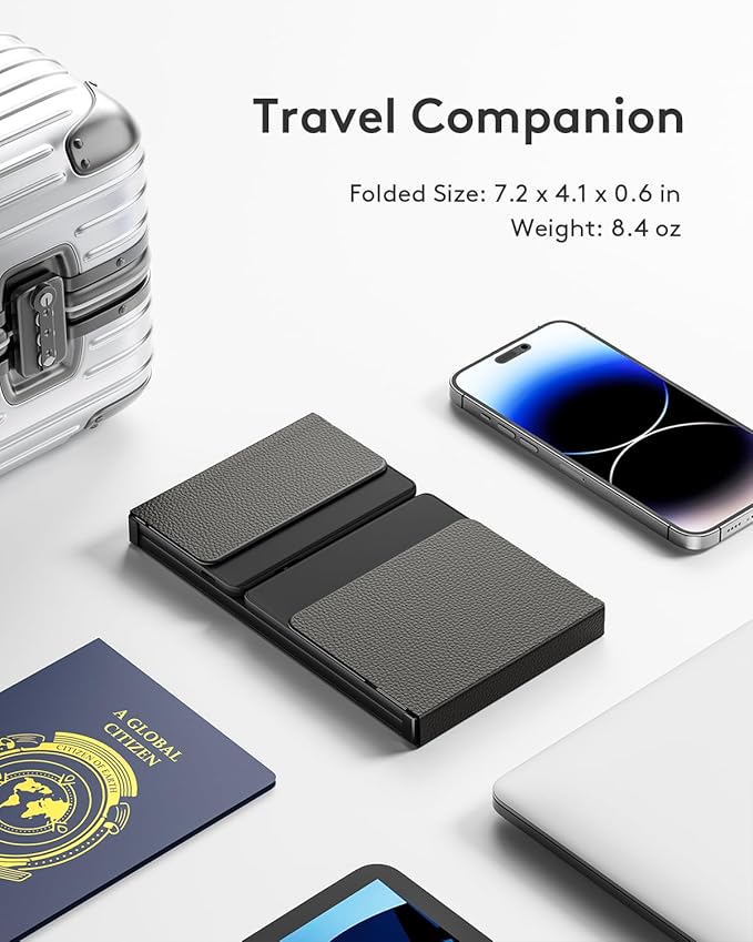 Samsers Foldable Bluetooth Keyboard with Touchpad, Full-Size Wireless Folding Keyboards with PU Leather, Support 3 Devices (BT5.1 x 3), Portable Travel Keyboard for iOS Android Windows Mac OS, Black