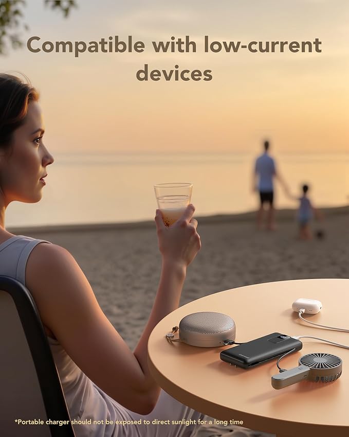 charmast Portable Charger 20000mAh with Wall Plug, Fast Charging Power Bank USB C, 20W PD Battery Pack with Built-in Cables Travel Essential for iPhone 16/15/14, Samsung, iPad More Devices (Black)