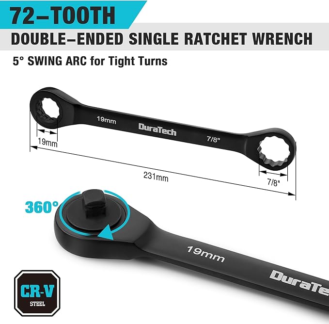 DURATECH 15-Piece Universal Ratcheting Serpentine Belt Tool Set, Belt Tensioner Tool Kit with Blackening Treatment for Installing and Removing Pulleys and Belts