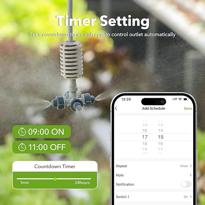 Outdoor Smart WiFi Plug Outlet, HBN Heavy Duty Wi-Fi Timer with One Grounded Outlet, Wireless Remote Control by App Compatible with Alexa and Google Home Assistant 2.4 GHz only, ETL Listed (1 Pack)