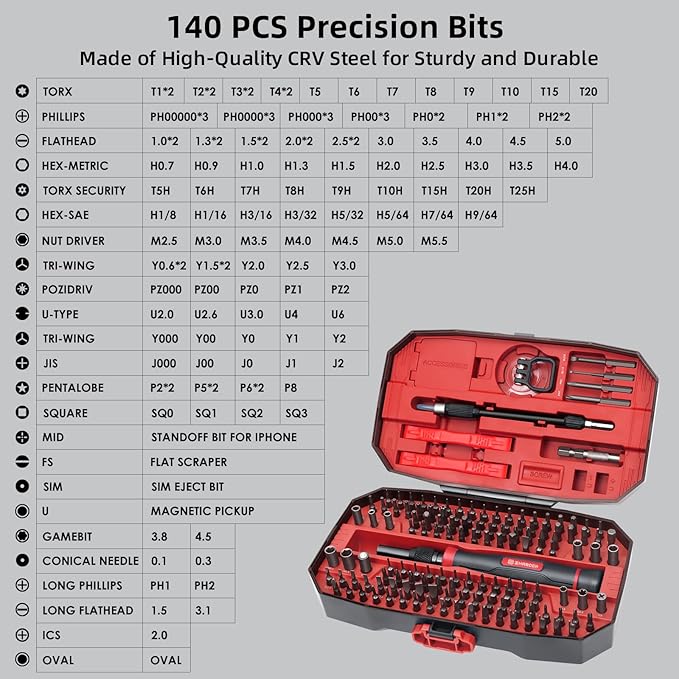 SHARDEN Precision Screwdriver Set 153 in 1 Small Screwdriver Set with Case Magnetic Electronic Repair Tool Kit for Computer, Laptop, Cell Phone, PC, iPhone, MacBook, PS5, PS4, Xbox, Eyeglasses, Watch