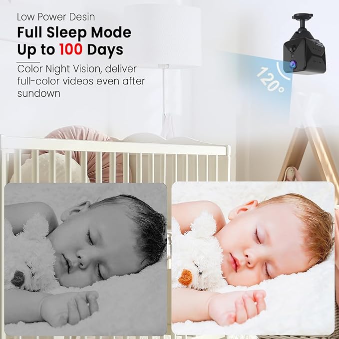 2025 Upgraded Security Camera,4K HD Mini Cam for Home with Night Vision,100 Days Long Battery Life, Motion Detection,Remote Viewing,Wireless Camera for Pet/Baby/Nanny Surveillance