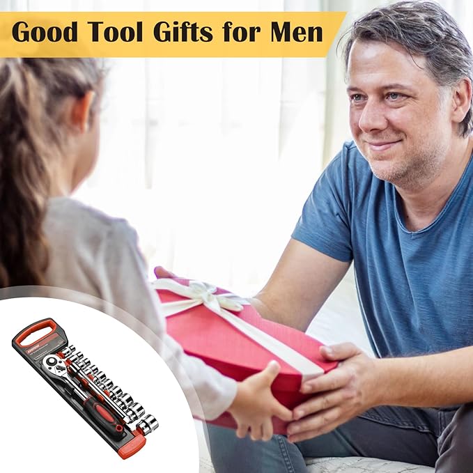 Egofine 12pcs 3/8 Inch Ratchet Socket Wrench Set, Drive Socket Set with 10 Sockets 8-14,17,19,21mm and 2 Way Quick Released Ratchet Handle and Extension Bar