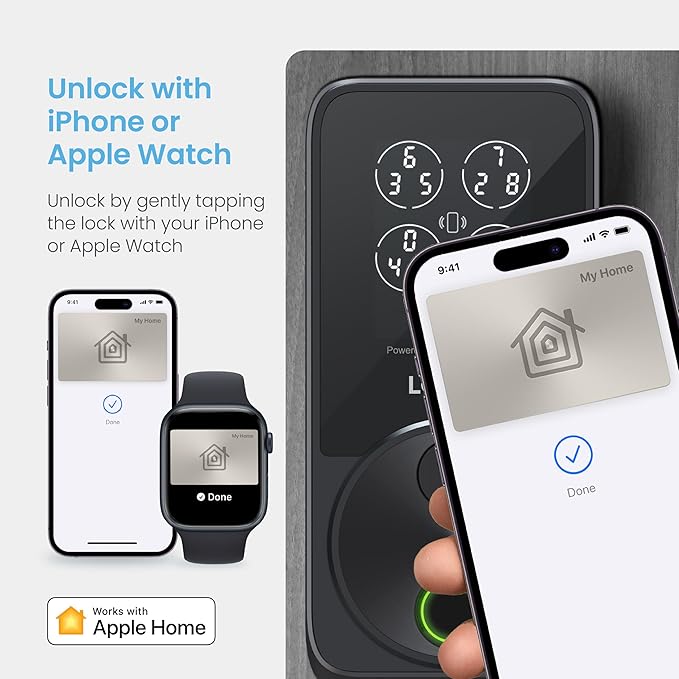 Lockly Secure Pro Zeno Series Smart Door Lock,Fingerprint Keyless Entry Door Lock for Front Door with Apple Home Key,Built-in Wi-Fi,Auto Lock, App Remote Control,IP65 Waterproof,Easy Installation