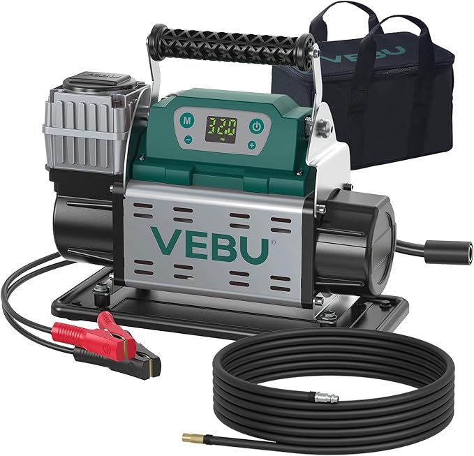 ‌RV Air Compressor 12V Tire Inflator, 150PSI with Auto Shut-off, Digital Display & Preset, 5.65CFM Fast Inflation for Off-road Vehicles, Trucks, SUVs, RVs, ATVs, Corded Electric