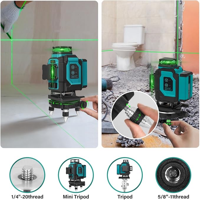 Takamine 16 Lines Green Laser Level Pro, 4x360° 4D Green Cross Line Professional for Construction, Two 360° Vertical and Two 360° Horizontal Laser Level Pulse Mode and Remote Controller