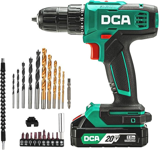 Cordless Drill Set, 336 in-lbs Torque, 3/8" Keyless Chuck, Electric Power Drill with 2.0Ah Battery and Charger,18+1 Position,25-Piece 20V Drill Driver Kit, ADJZ2035