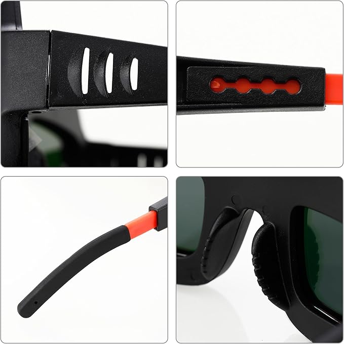 A.I.FORCE Auto Darkening Welding Goggles, Solar Powered True Color Anti-Glare Safety Welding Glasses for TIG MIG MMA Plasma Welding, Lightweight Welders Glasses with Protective Lens and Elastic Band