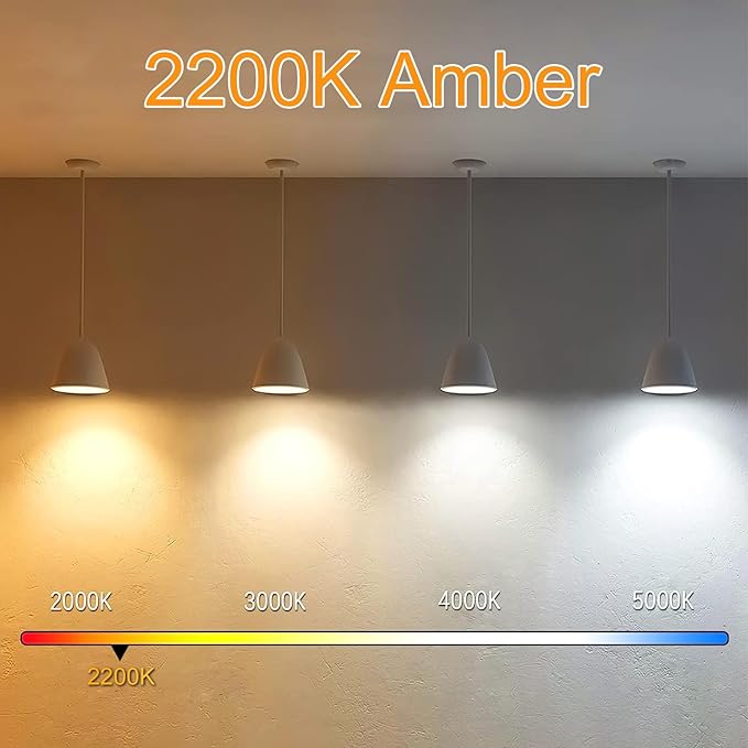 3.2 Inch 2200K Amber White E26 LED Bulb 60 Watt Equal, AC 120V 600LM Edison Bulbs Dimmable, 6W T10 T30 Tubular Filament Light Bulbs Glass for Fan Pendant Wall Light, UL Listed-4 Pack