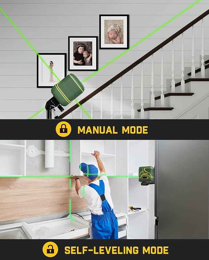 Fanttik D2 Pocket Green Laser Level, 100 ft Self-Leveling Cross Line Laser, Type-C Rechargeable, Rotatable 360 Degree, Pulse Mode, Magnetic Bracket, Carrying Pouch, for Picture Hanging and Home DIY