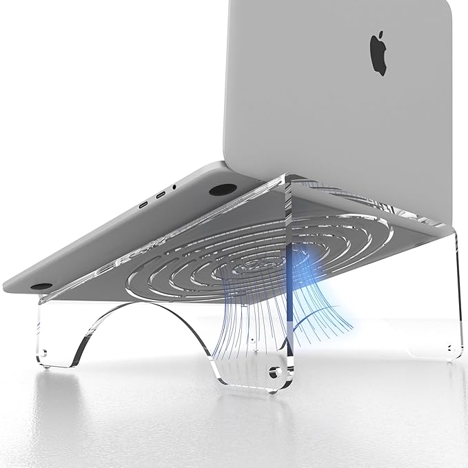 6MM Thick Clear Acrylic Laptop Holder, Portable & Ergonomic Laptop Stand for Desk, Riser Compatible 10 to 17 inches, Made in USA