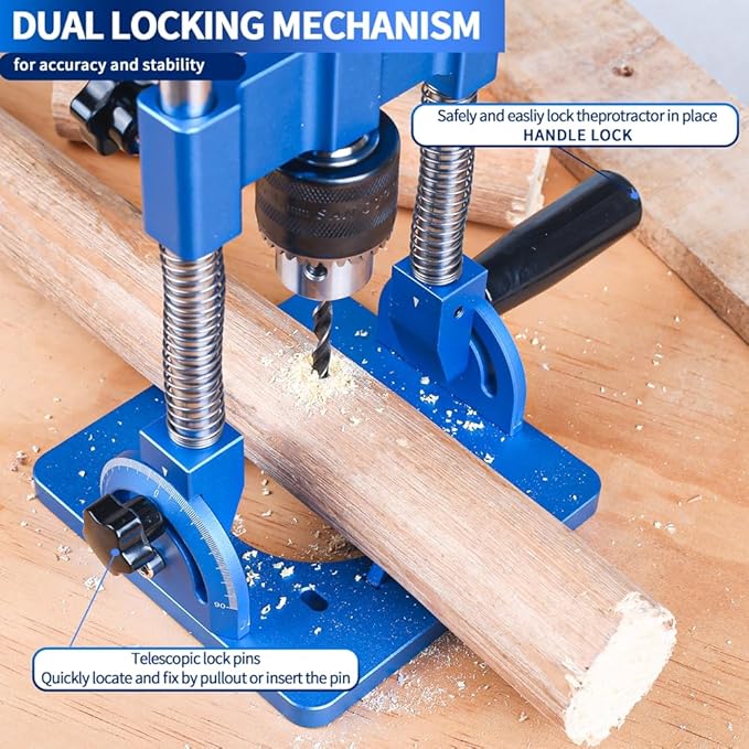 Portable Drill Guide, Angle Drill Jig for Straight Holes, Precision Press Adapter for Woodworking DIY