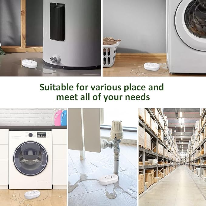 3 Pack WD61 Water Leak Detector for Home, Support Pair with METAK W13 WiFi Gateway (Sold Separately) for App Alert, Water Flood/Drip Sensor Alarm for Basement/Kitchen/Bathroom/Laundry Room,Sink/Pipe