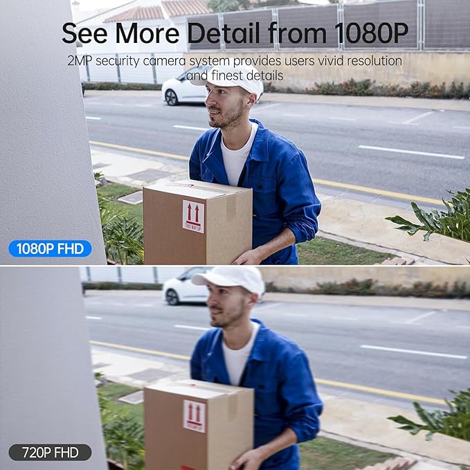 Camcamp Wireless Security Camera System, Motion Detection, Audible and Visual Alarms and Full Color Night Vision. Plug-in Power Supply, 7/24 Hour Camera System (1-Pcs Without NVR Systems)