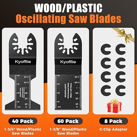 100 Pcs Oscillating Tool Blades, Quick Release Multitool Blades for Wood and Plastic, Compatible with Milwaukee, Ryobi, Makita, Bosch, and Craftsman