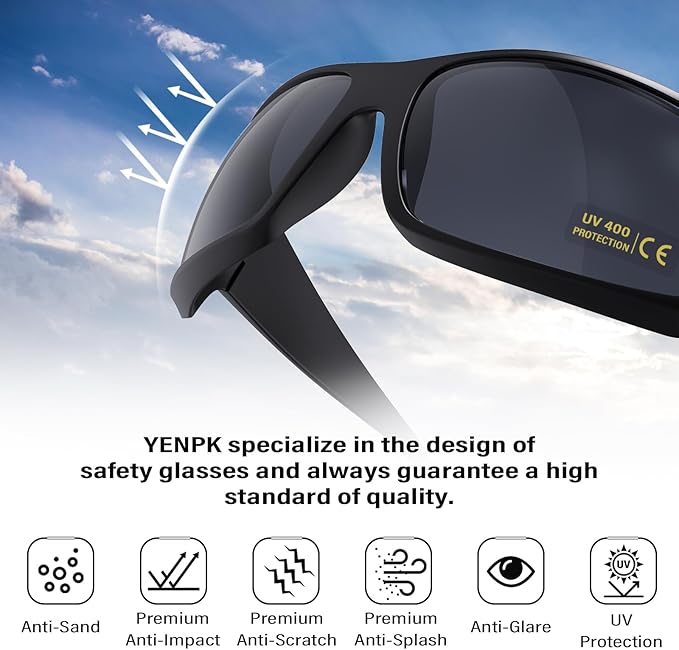 Safety Glasses for Men & Women - ANSI Z87.1 UV400 Protection, Frosted Texture, Anti-Impact