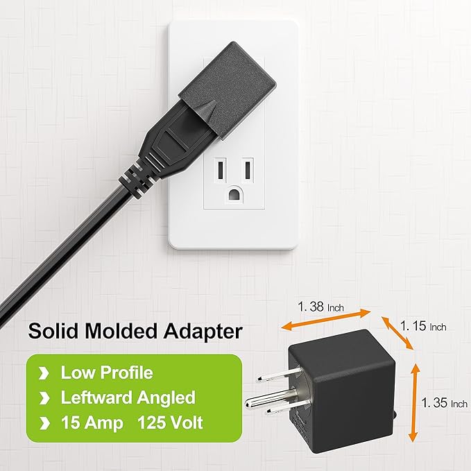 90 Degree Adaptor Leftward Angled Angled USA 3-Prong Male-Female Adapter,90 Degree Angled USA Male Female Power Adapter, 5-15P to 5-15R Direction Changer Space Save Adapter Black PA-0170L45