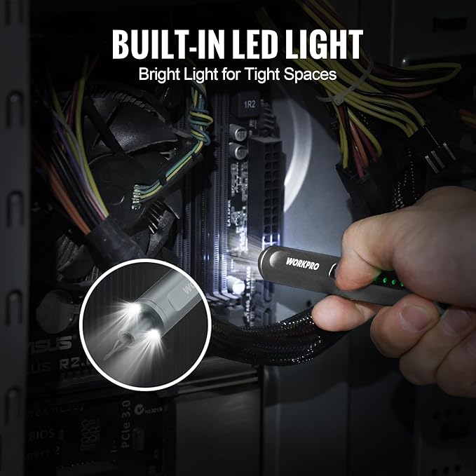 WORKPRO 38 in 1 Electric Screwdriver, 3.7V Electric Precision Screwdriver with Magnetizer and S2 Steel Bits, Max 0.3N.m, Cordless Mini Power Screw Driver for Electronics Phone Camera Laptop