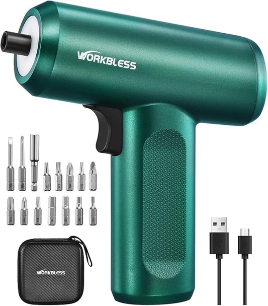 Cordless Screwdriver, 3.7V Electric Screwdriver with LCD Touchscreen Display, 8 Torque Settings, Includes 15Pcs Bits with Carry Bag, USB Cable, Tool Kit for Home DIY Projects
