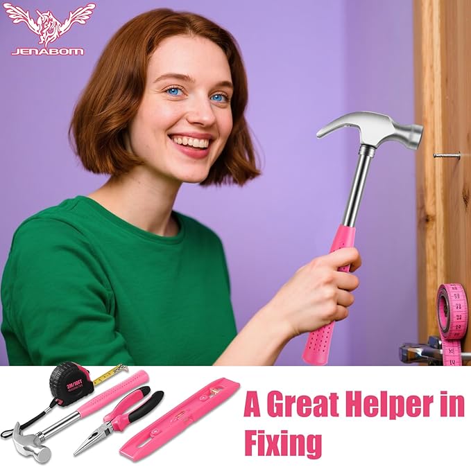 Pink Tool Kit with 3.6V USB Electric Screwdriver, 112 PCS Home Tool Set with Cordless Drill Set, Hand Tool Kits for Women