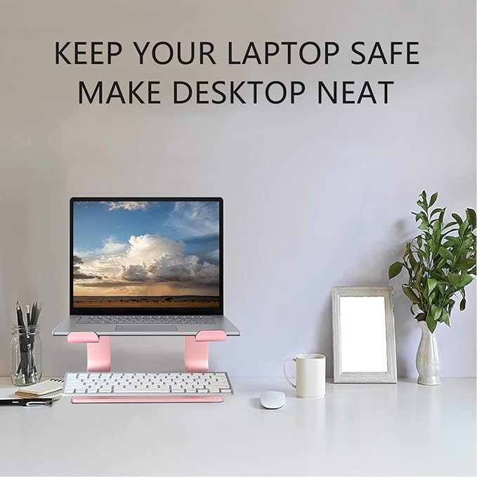 Urmust Laptop Stand for Desk - Aluminum Computer Stand Riser Holder for MacBook Air Pro, Dell, HP, Lenovo, Samsung, Alienware Laptops 11-15.6" (Rose Gold)