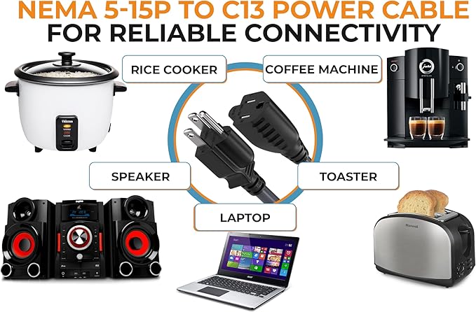 CableLeader 6ft NEMA 5-15P to 5-15R Heavy Duty Power Extension Cord, 14AWG SJT 15A/125V, Outlet Extension Power Cable, NEMA 5-15R to NEMA 5-15P AC Power Cord, UL Listed, Black