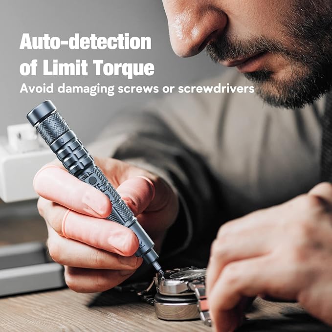 PKEY Cordless Electric Screwdriver Set, Mini Electric Screwdriver, 28 Magnetic Bits, 3 Gears Torque, Two batteries，Rechargeable Portable Repair Tool Kit for Electronics Laptops Clocks Glasses Camera