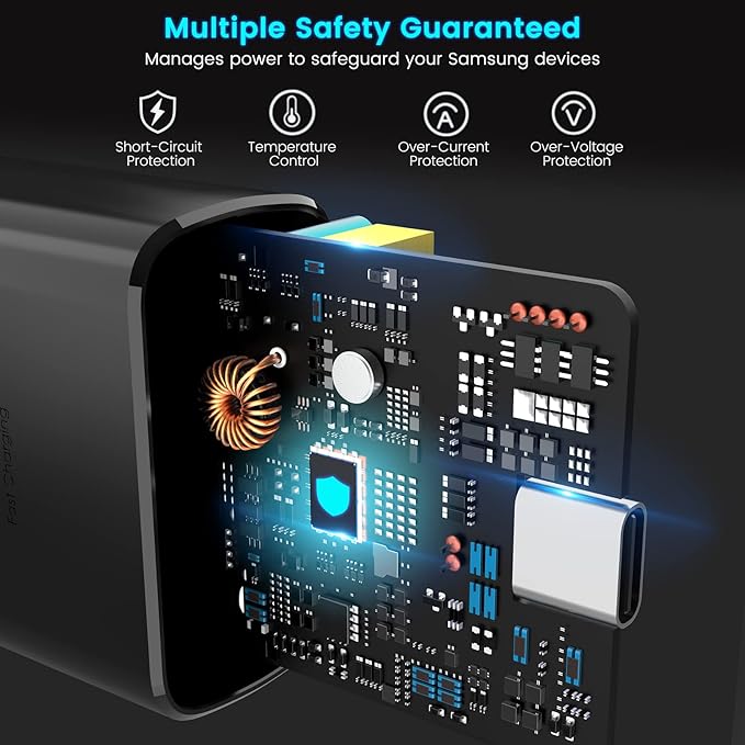 45W USB-C Charger, 2-Pack 45 Watt Super Fast Charger Type C Wall Charging Block with 2X 10FT Type C Cable for Samsung Galaxy S25 Ultra/S25/S25+/S24 Ultra/S23+/S23/S22/S20,Note 10/20,Tab S9/S8