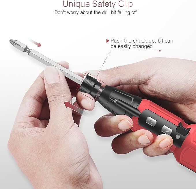 LOFICOPER Mini Electric Screwdriver Set, Rechargeable Cordless Screwdriver, Portable Power Screwdriver Kit with Charging Cable, LED Lights, for Phones, PC, Toys, Red