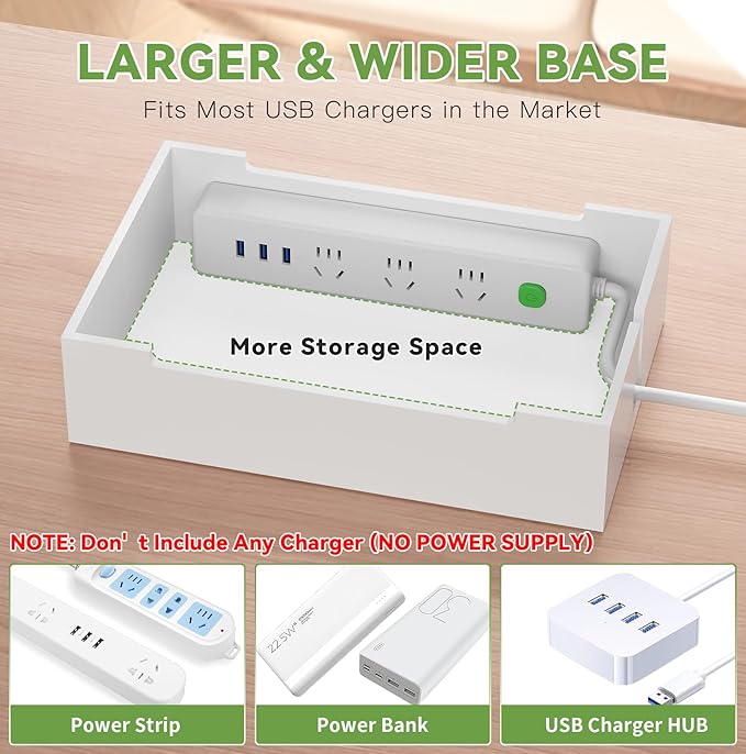 Pezin & Hulin Bamboo Charging Station, Electronic Devices Organizer for Multiple Devices Charger Such As Cell Phone, Tablet, Watch and More, White, (No USB Charger and Cables