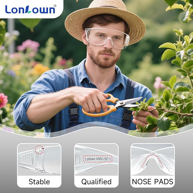 ANSI Z87.1 Safety Glasses Over Eyeglasses Clear Eye Protection Anti Fog Scratch Goggles for Men Women Bulk 10pcs