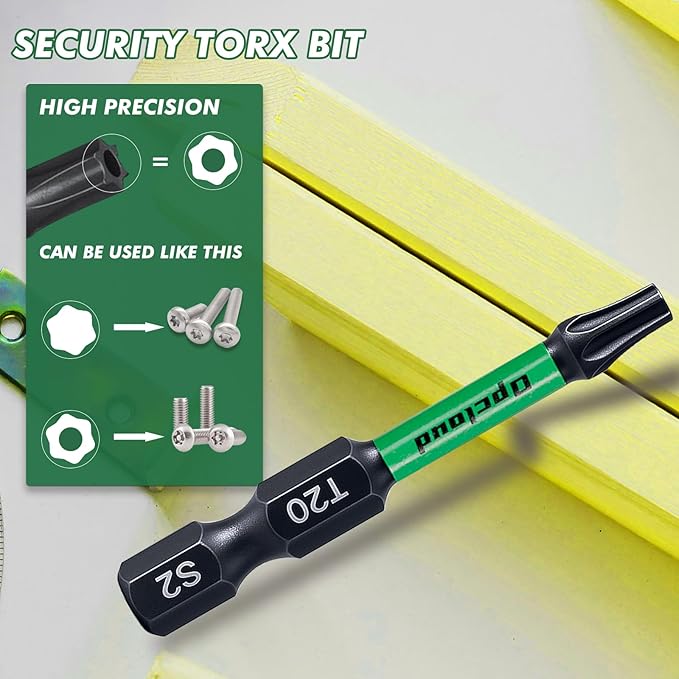 T20 Impact Screwdriver Bit Set, 16 Pieces 2”S2 Steel Magnetic #20 Torx Tips Driver Power Bit Set with Extension Impact Bit Holder