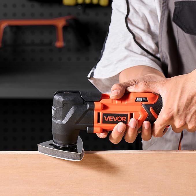 VEVOR Cordless Oscillating Tool, 20V Oscillating Multi Tool Kit with 6 Variable Speeds 8500-17000 OPM, 3.2° Oscillation Angle, 2.0Ah Battery Pack & Charger, 12PCS Saw Accessories & LED Work Light