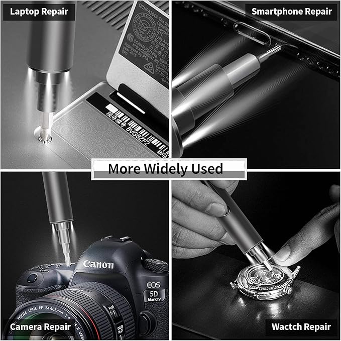 Mini Electric Screwdriver - 3.7V Small Cordless Precision Screwdriver Set - 55 Precision Bits & LED Light & Magnetic Mat - Repair Tool for Electronics Phone Watch Camera Laptop