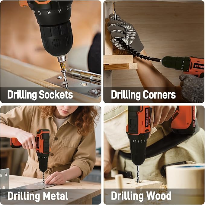 COMOWARE 171-Piece Home Tool Kit with Drill, 20V Cordless Power Drill Combo Set, Complete Household Repair Tools for Men & Women in Garden, Office, DIY Projects