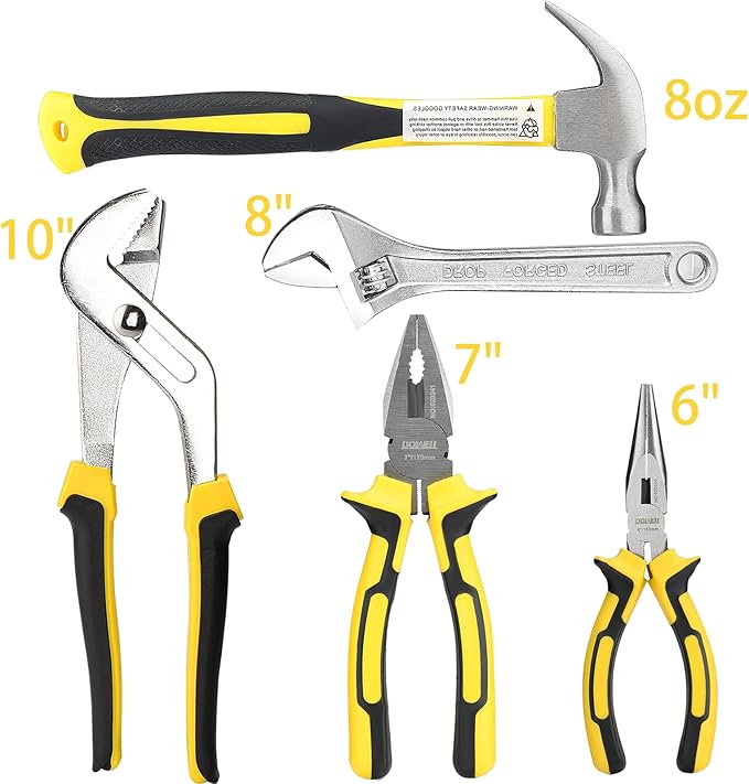 DOWELL Tool Set Tool Kit 19-Piece Household Tool Kit Set Pliers Screwdriver Set Hex Key Wrench with Storage Tool Bag Pouch HYT19